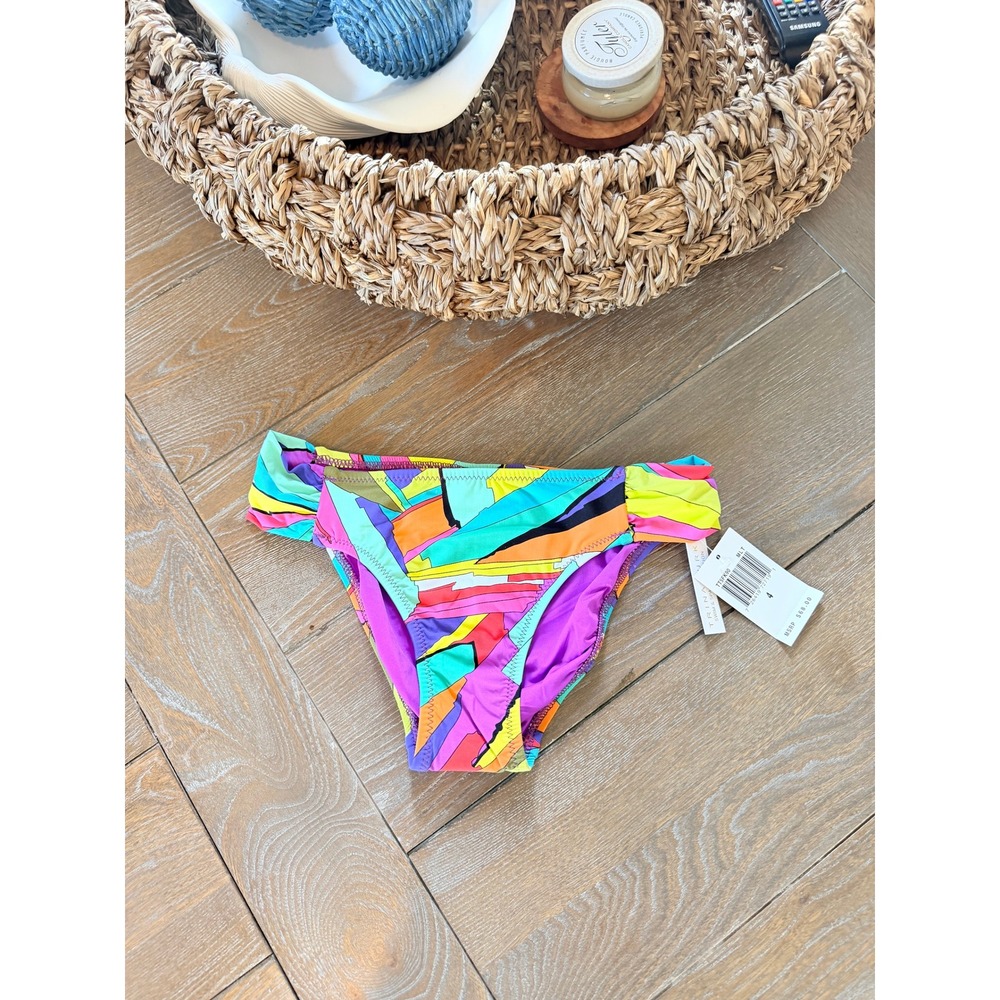 Trina Turk Bikini Bottom Women Multicolor Size 4 TT5FK90 Hipster Ruched New